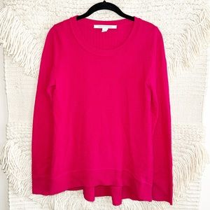 DIANE VON FURSTENBERG hot pink 100% cashmere Kingston sweater M